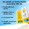 e.l.f. SKIN Suntouchable Invisi-Stick Face Sunscreen SPF 50, Clear, Lightweight with Sunflower Seed Oil, Vegan & Cruelty-Free(0.63 Ounce (Pack of 1))