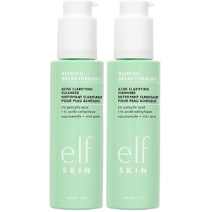 e.l.f. SKIN Blemish Breakthrough Clarifying Cleanser, Gel Cleanser For Removing Makeup, Controlling Oil & Clarifying Pores, 1% Salicylic Acid(3.88 Fl Oz (Pack of 2))