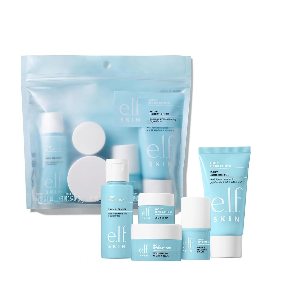image:imageelf SKIN Holy Hydration Jet Set Hydration Kit Travel Friendly Hydrating Skincare Set Face Cleanser Balm Moisturizer Eye Cream amp Night Cream Vegan amp CrueltyFree